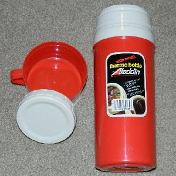 Vintage ALADDIN Picnic Set Red Plaid Thermos Lunch Box - Picture 2 of 14